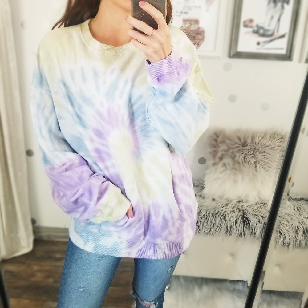 Last1️⃣DAWN Spiral Tie Dye Pullover with Pocket - Picture 3 of 11